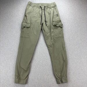 Tony Hawk Cargo Jogger Pants Mens S Green Drawstring Elastic Waist Skate Stretch